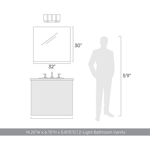 Aenon 2 Light 14.25 inch Brushed Champagne Bronze Vanity Light Wall Light