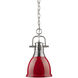 Yep Duncan 1 Light 8.88 inch Pewter Pendant Ceiling Light in Red