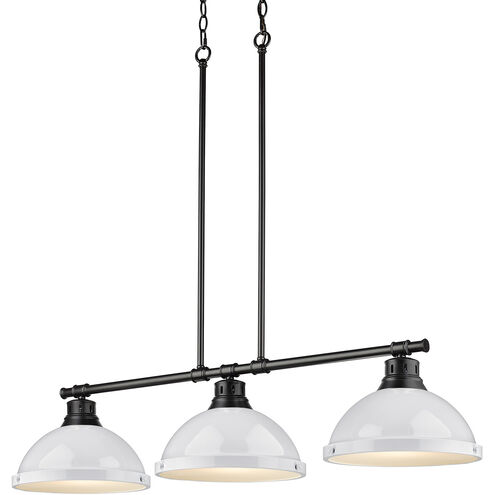 Duncan 3 Light 40 inch Matte Black Linear Pendant Ceiling Light in White