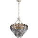 Yep Cascada 8 Light 20.13 inch Aegean Silver Pendant Ceiling Light in Smoke Plated Glass, 3 Tier