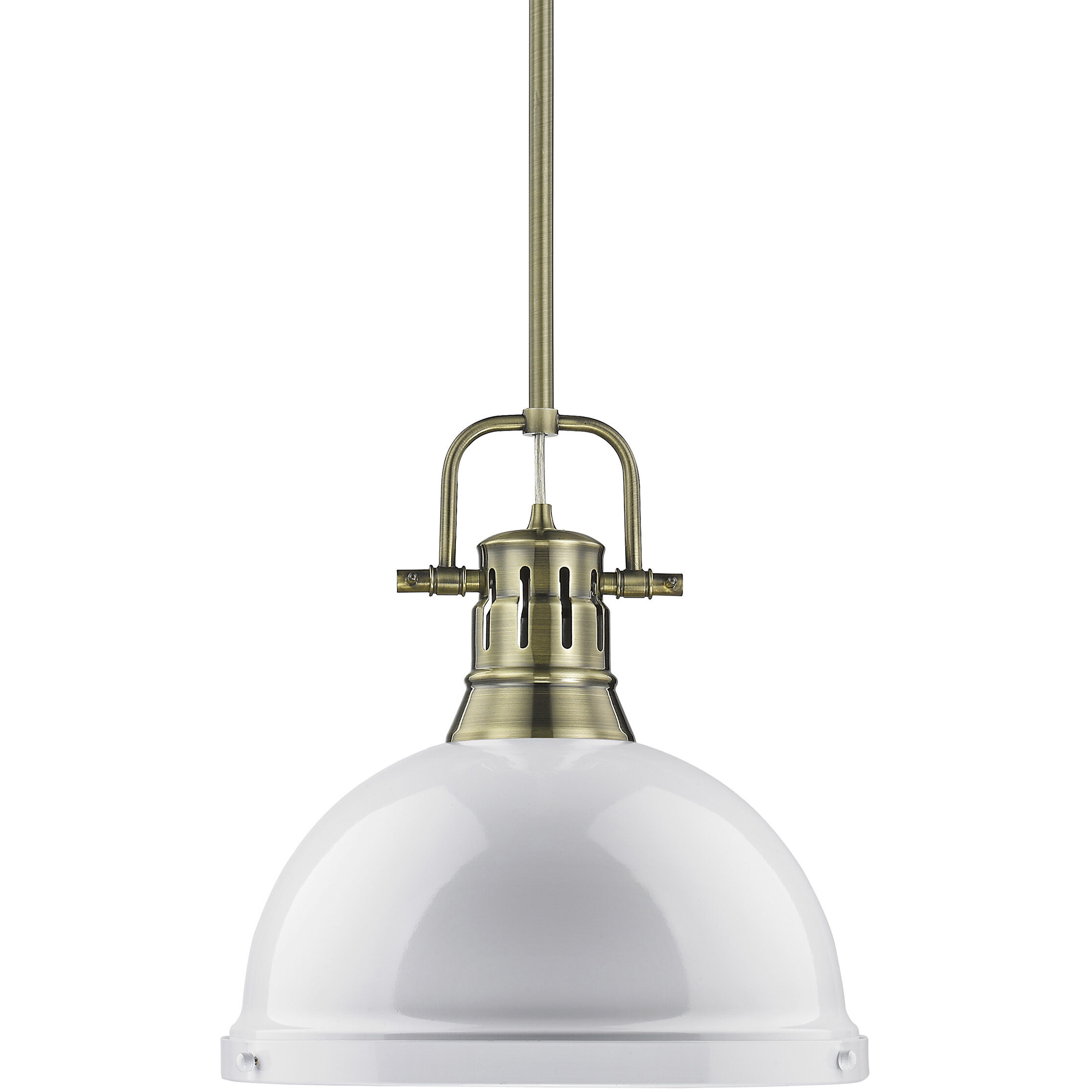 Yep Duncan 1 Light 14 inch Aged Brass Pendant Ceiling Light in White, Large