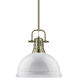 Yep Duncan 1 Light 14 inch Aged Brass Pendant Ceiling Light in White, Large