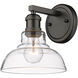 Yep Carver Vanity Wall Light in Matte Black, Clear Glass