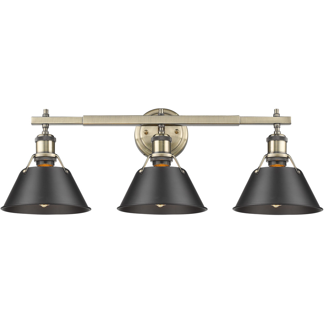 Yep Orwell Vanity Wall Light in Aged Brass, Matte Black