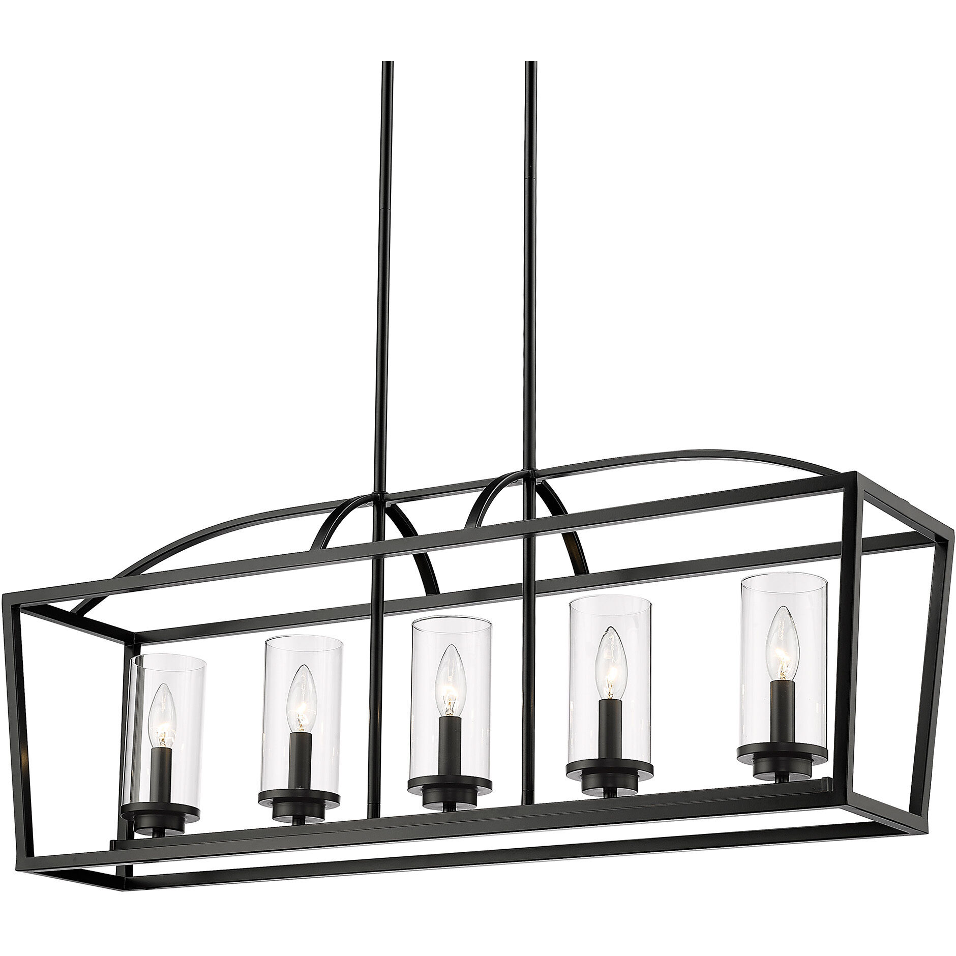 Mercer Island Light Ceiling Light in Seeded Glass, Matte Black/Matte Black