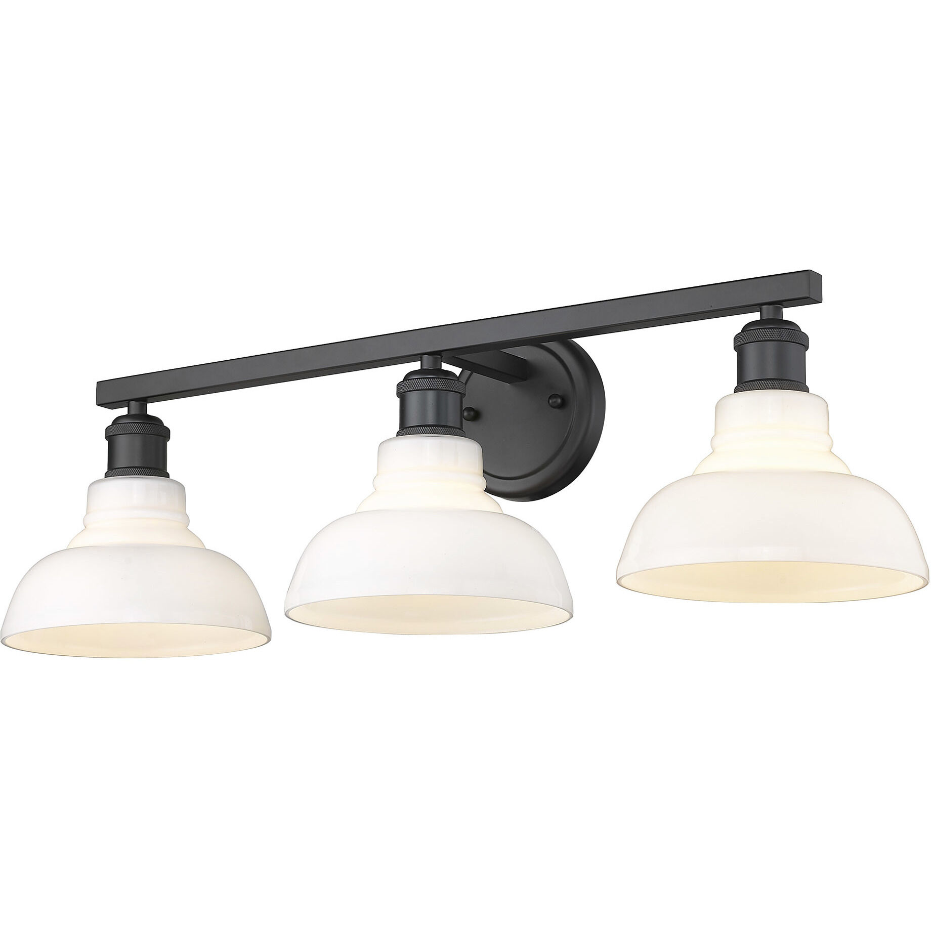 Yep Carver Vanity Wall Light in Matte Black, Vintage Milk Glass