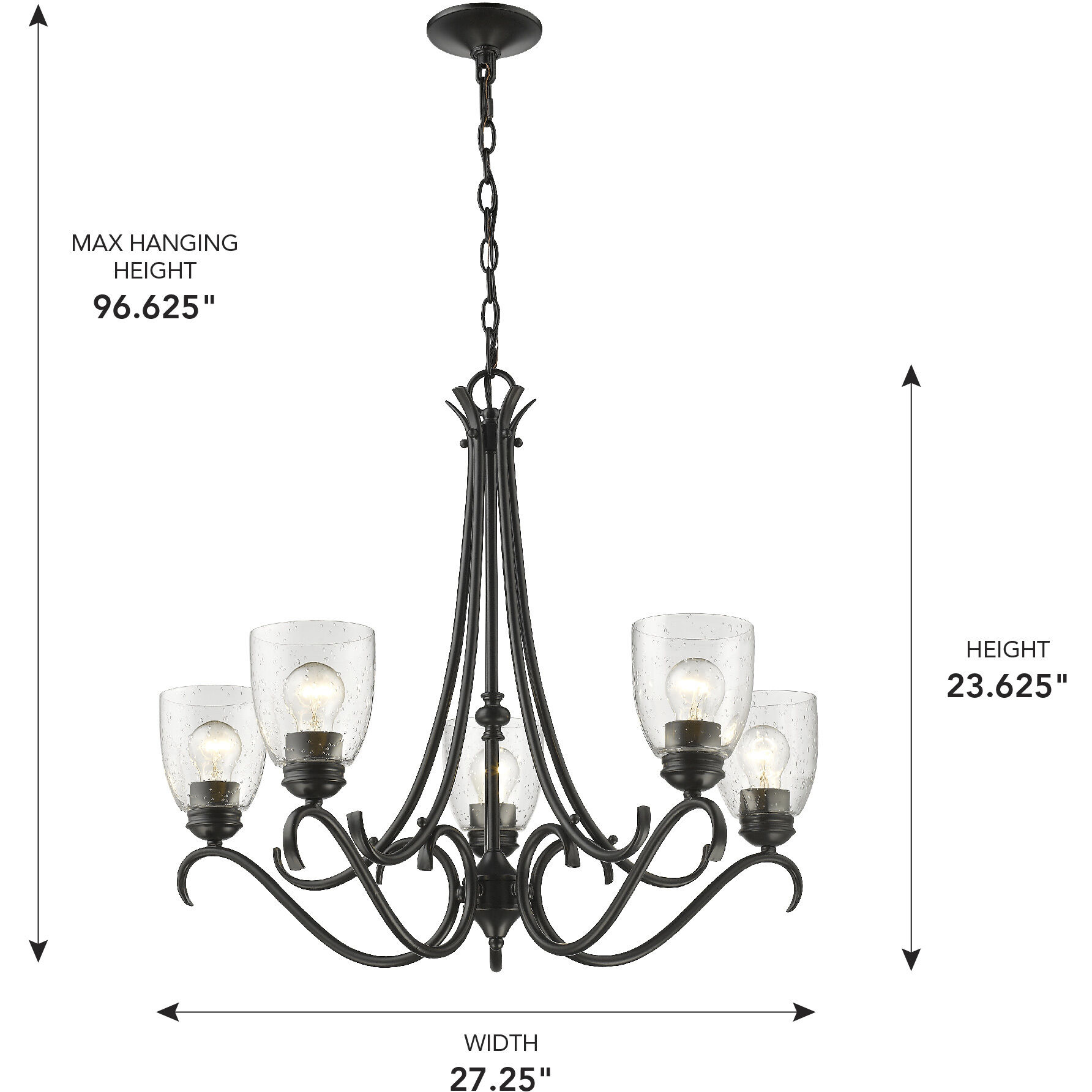 Parrish 27.25 inch 60.00 watt Matte Black Chandelier Ceiling Light
