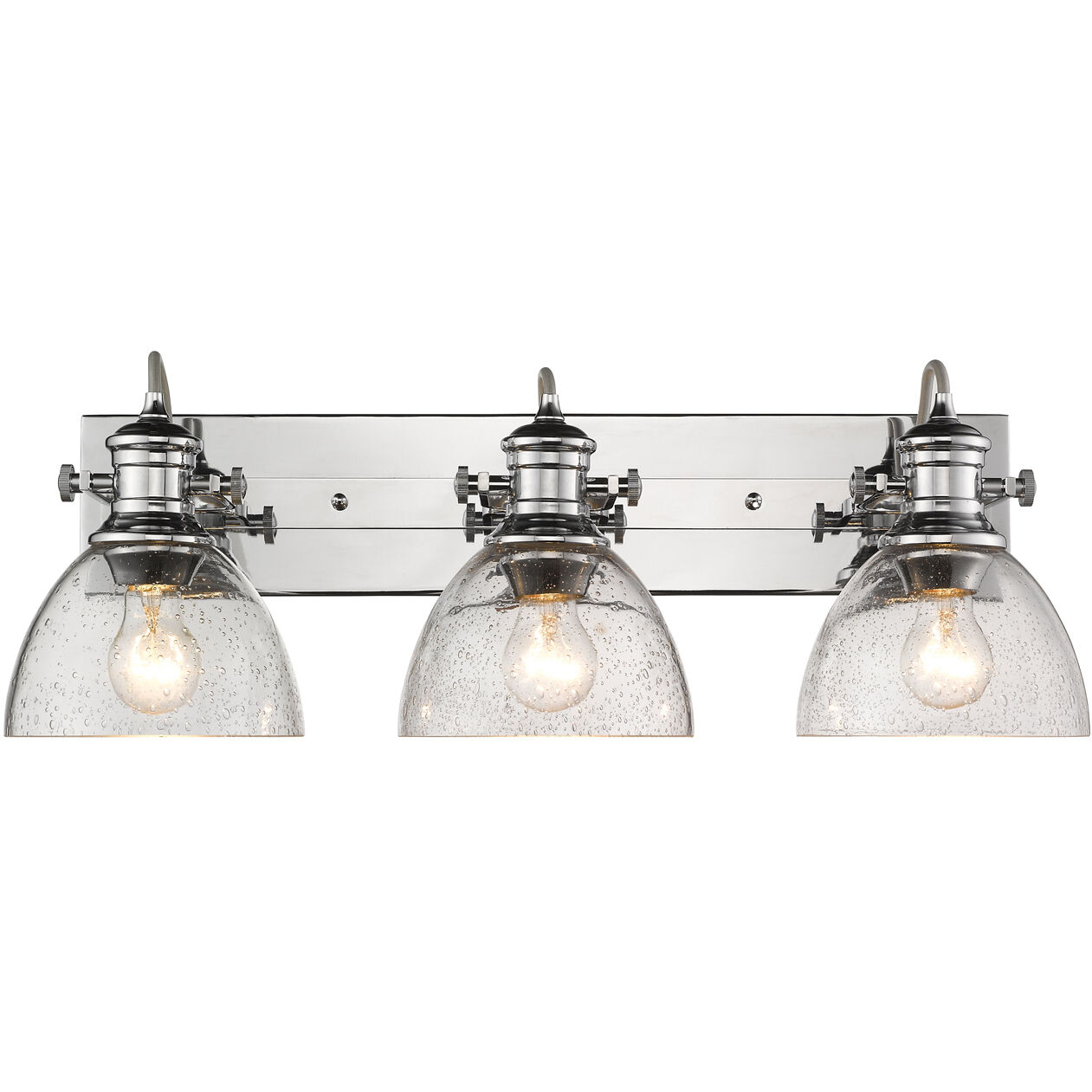 Yep Hines Vanity Wall Light in Chrome, Seeded Glass
