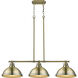Duncan 3 Light 40 inch Aged Brass Linear Pendant Ceiling Light