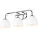 Zoey 3 Light 24.5 inch Chrome Bath Vanity Light Wall Light in Matte White