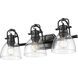 Yep Duncan Vanity Wall Light in Matte Black, Clear Glass