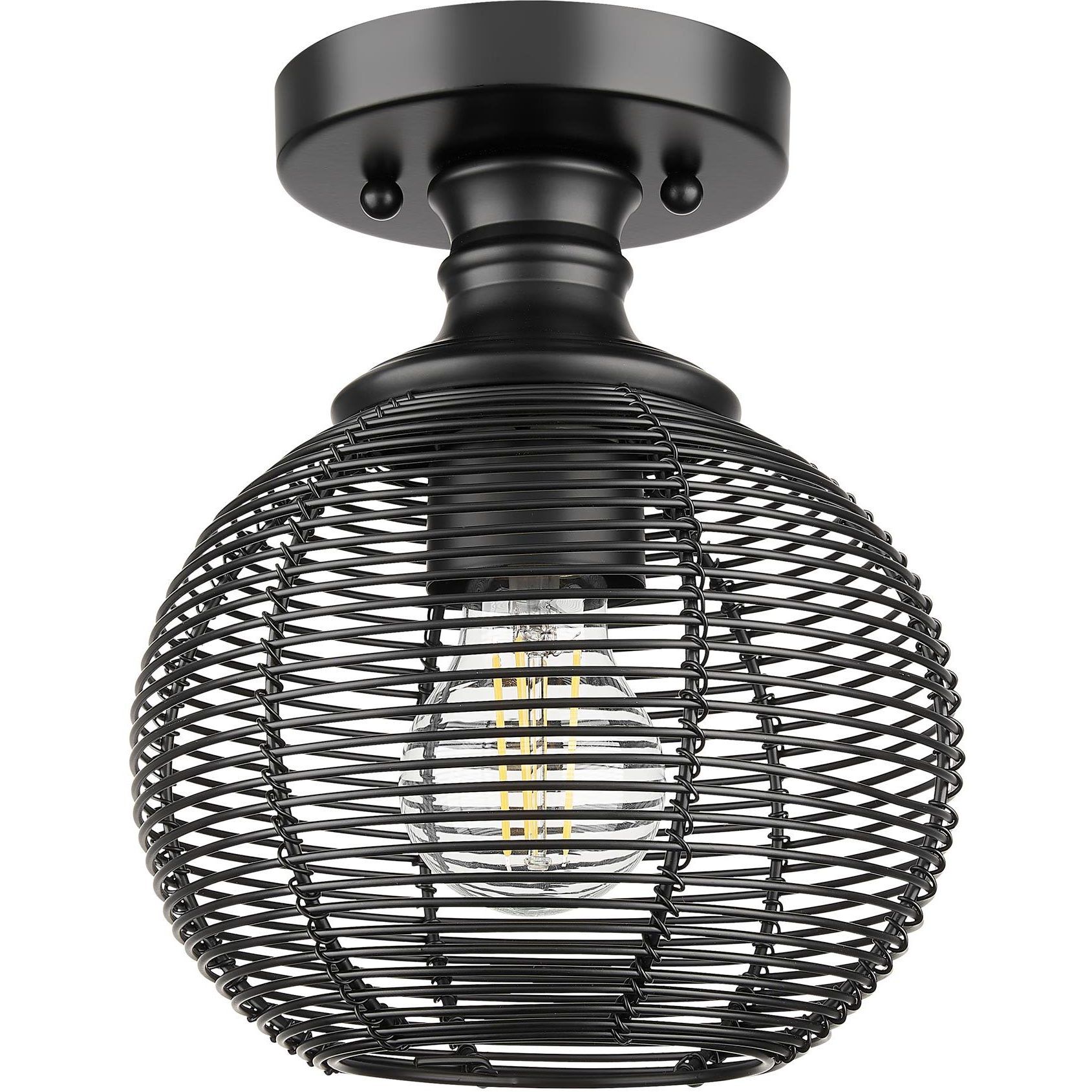 Calypso 1 Light 7.63 inch Matte Black Semi-Flush Mount Ceiling Light