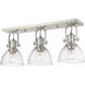 Hines 3 Light 25 inch Pewter Bath Vanity Wall Light in Seeded Glass