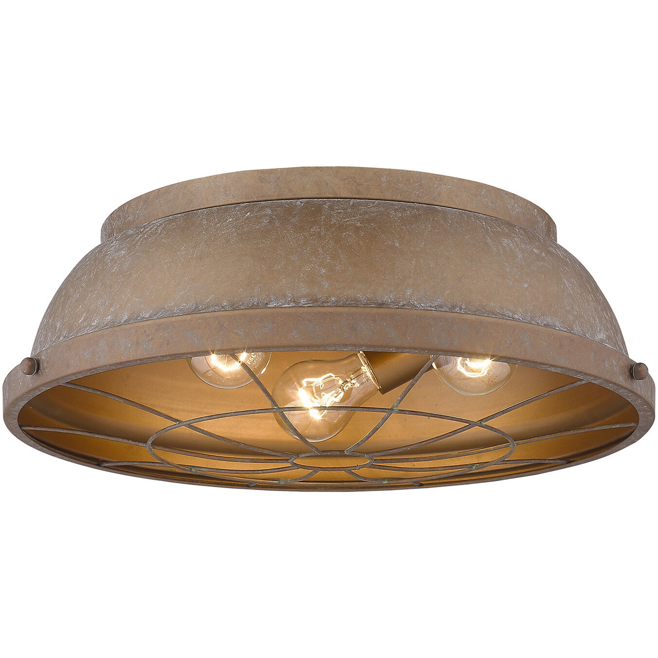 Bartlett 3 Light 16.5 inch Copper Patina Flush Mount Ceiling Light, Damp