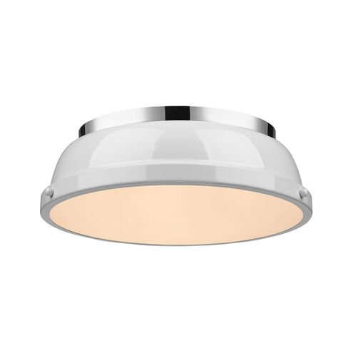 Duncan 2 Light 14 inch Chrome Flush Mount Ceiling Light in White, Damp
