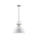 Duncan 1 Light 14 inch Pewter Pendant Ceiling Light in White, Large