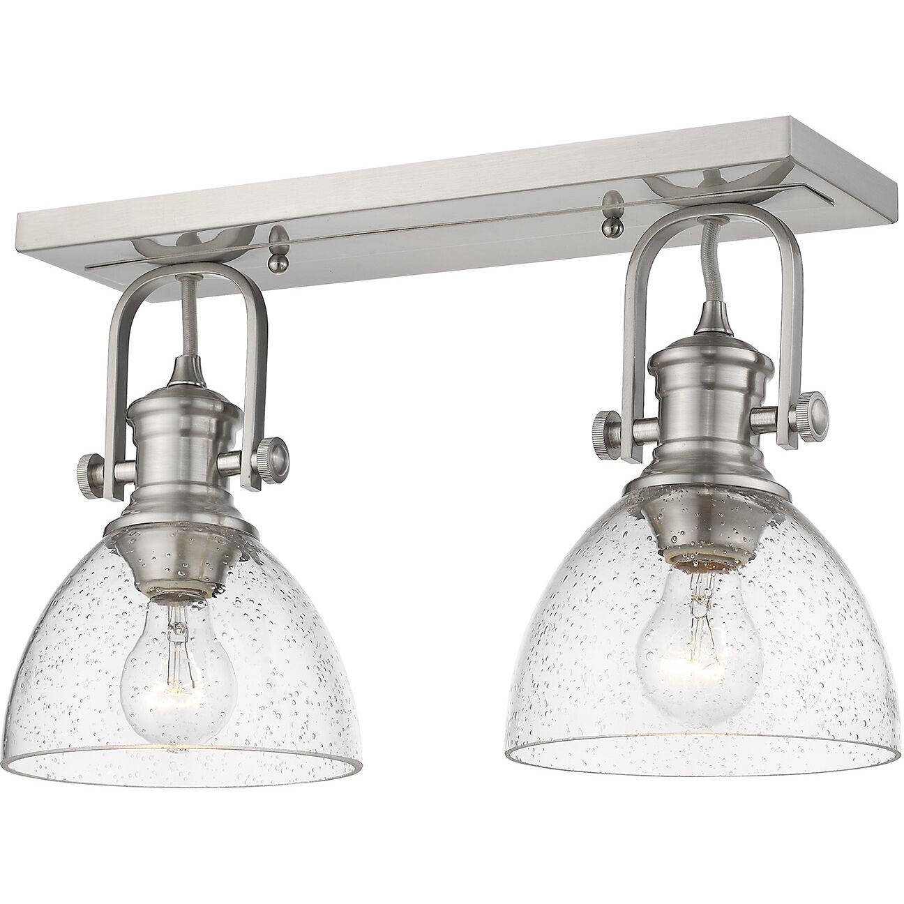 Yep Hines 2 Light 17.88 inch Pewter Semi-Flush Mount Ceiling Light in Seeded Glass, Damp