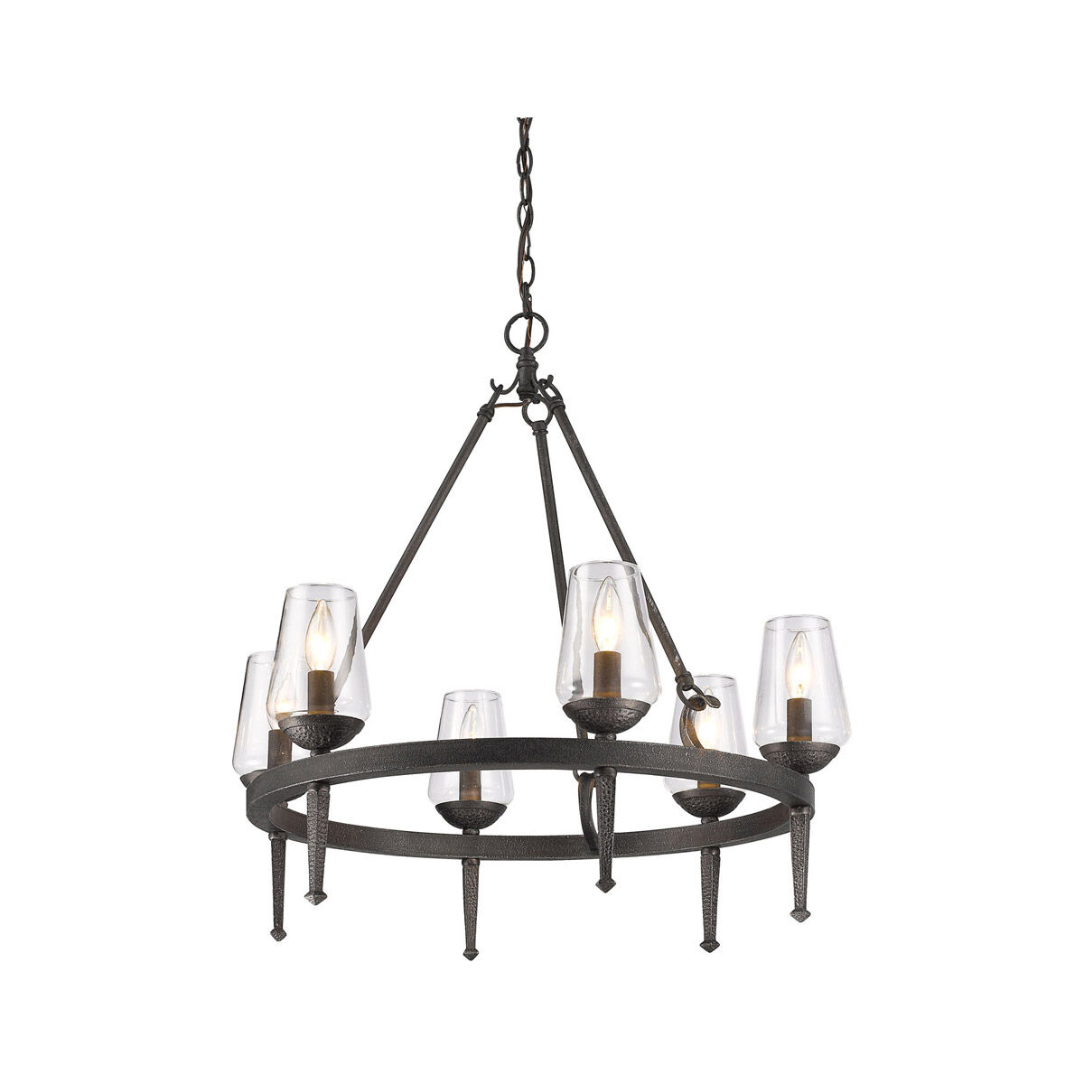 Marcellis 6 Light 26 inch Dark Natural Iron Chandelier Ceiling Light