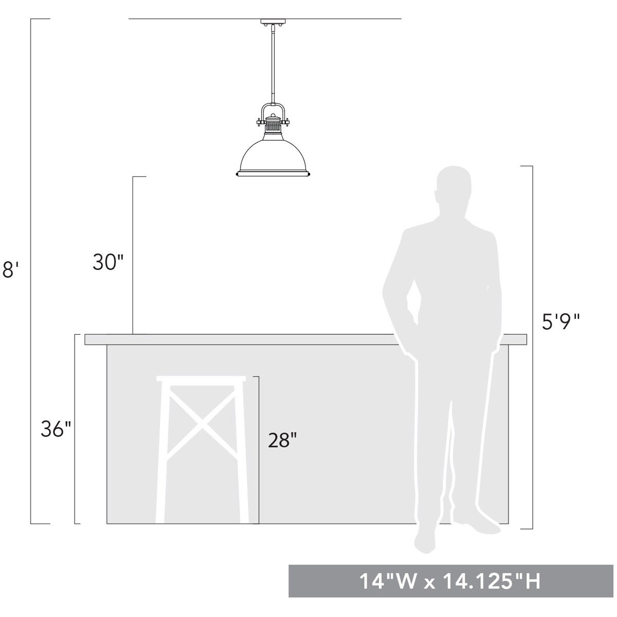 Golden Lighting 3604-L BLK-BLK Duncan 1 Light 14 inch Matte