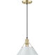 Yep Orwell 1 Light 10 inch Brushed Champagne Brass Pendant Ceiling Light in Dusky Blue