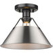Orwell 1 Light 10 inch Matte Black Flush Mount Ceiling Light in Pewter, Damp