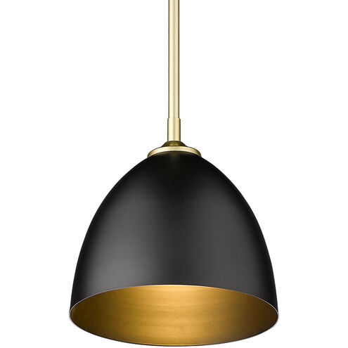 Zoey 1 Light 9 inch Olympic Gold Mini Pendant Ceiling Light in Matte Black, Small