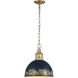 Alison 1 Light 12 inch Vintage Gold Pendant Ceiling Light in Antique Matte Navy
