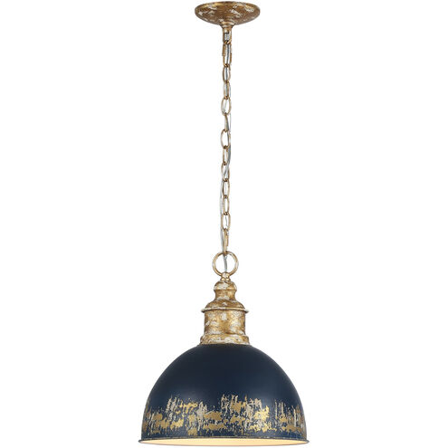Alison 1 Light 12 inch Vintage Gold Pendant Ceiling Light in Antique Matte Navy