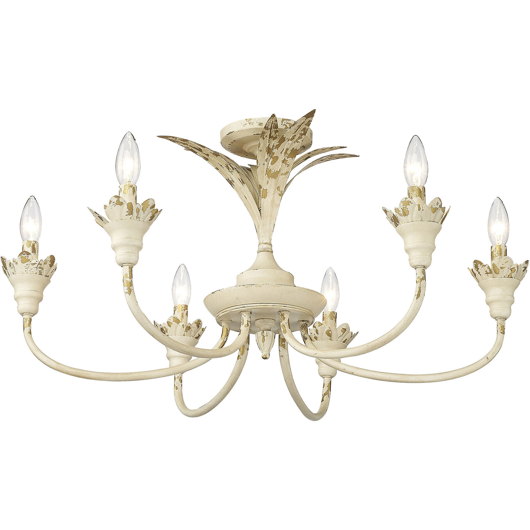 Lillianne 6 Light 28.5 inch Antique Ivory Semi-Flush Mount Ceiling Light