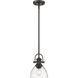 Yep Hines 1 Light 6.88 inch Rubbed Bronze Pendant Ceiling Light in Seeded Glass