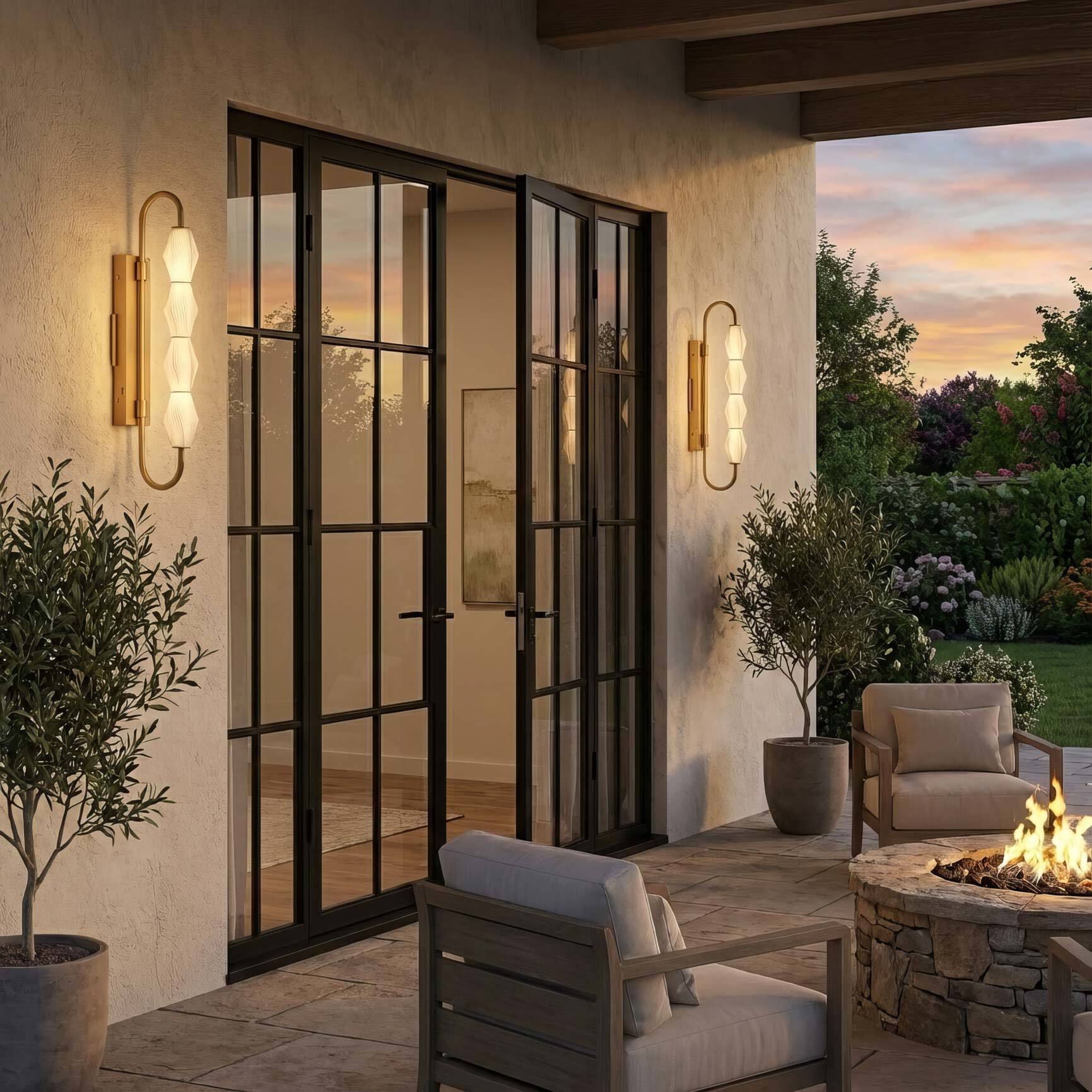 Geode 4 Light 27 inch Satin Brushed Gold Outdoor Wall Light