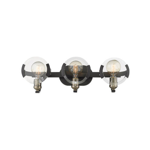 Amari 3 Light 22.5 inch Matte Black Bath Vanity Wall Light in Matte Black/Aged Brass