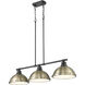 Duncan 3 Light 40 inch Matte Black Linear Pendant Ceiling Light in Aged Brass