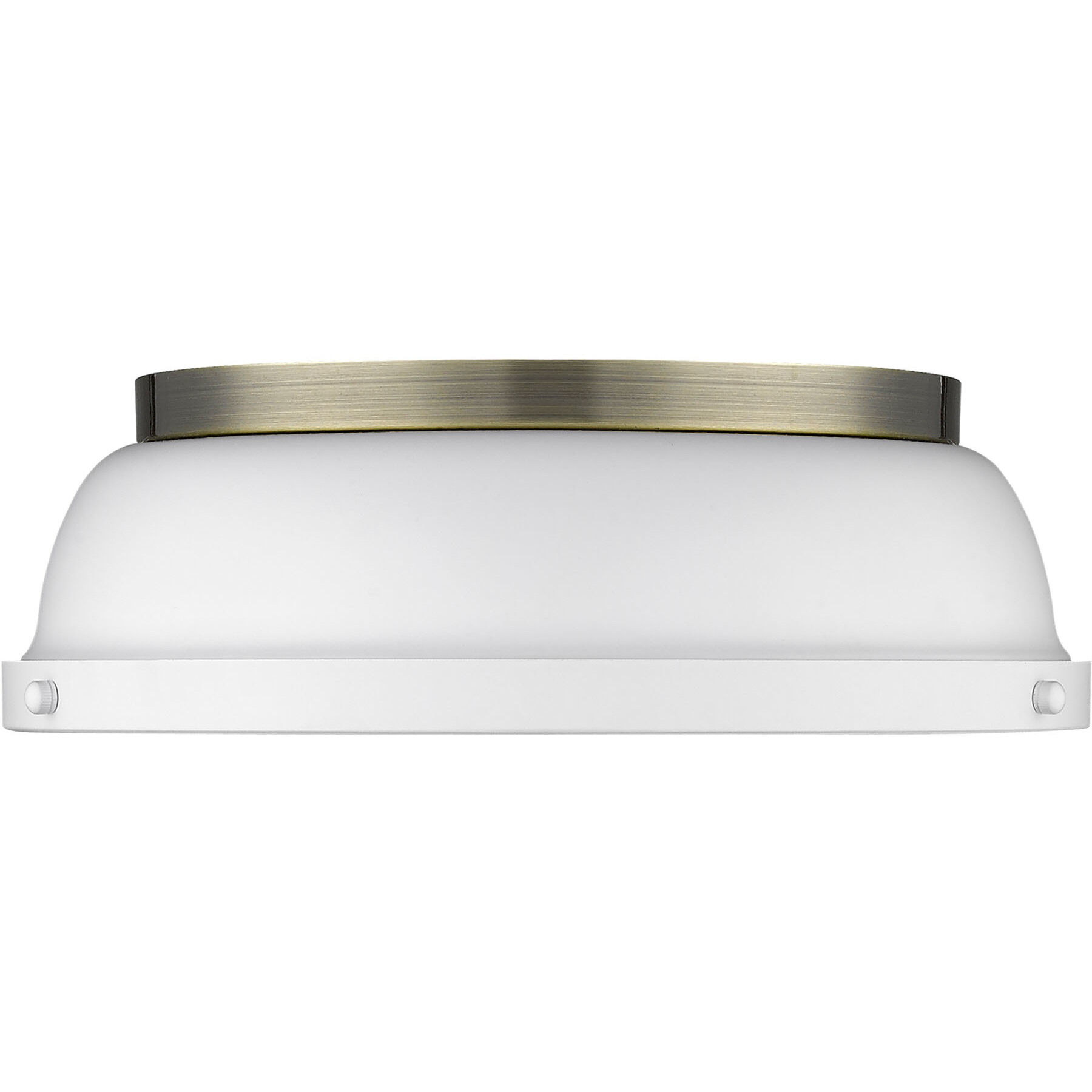 Yep Duncan 2 Light 14 inch Aged Brass Flush Mount Ceiling Light in Matte White, Damp