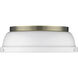 Yep Duncan 2 Light 14 inch Aged Brass Flush Mount Ceiling Light in Matte White, Damp