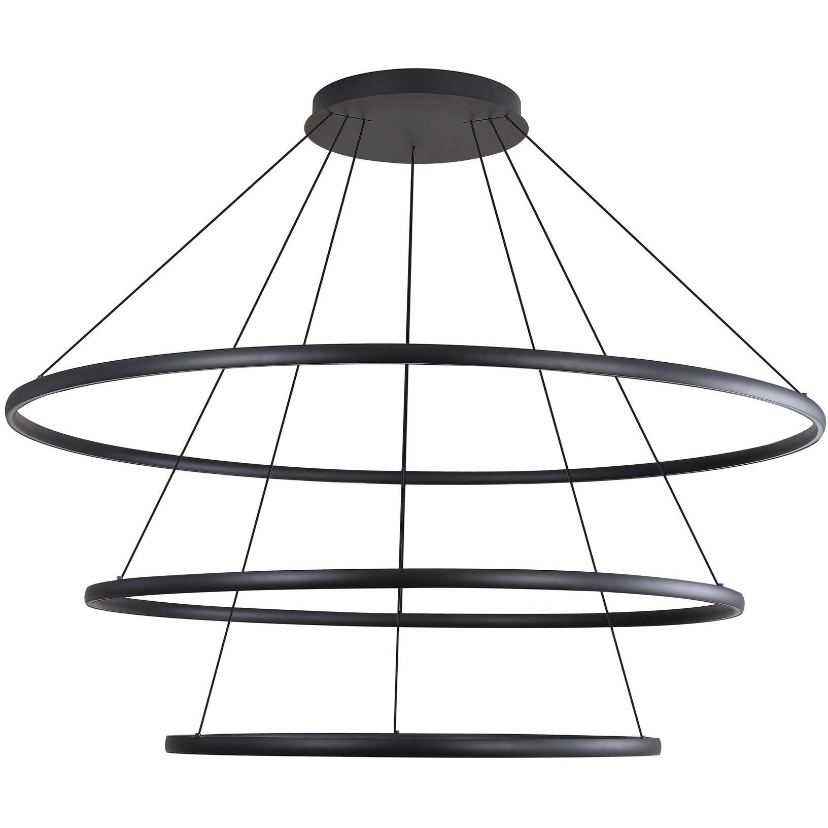 Veritas 59 inch 80.00 watt Sand Black Chandelier Ceiling Light, 3 Tier