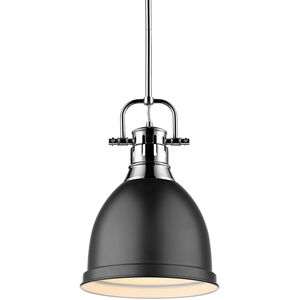 Duncan 1 Light 9 inch Chrome Mini Pendant Ceiling Light in Matte Black, Small