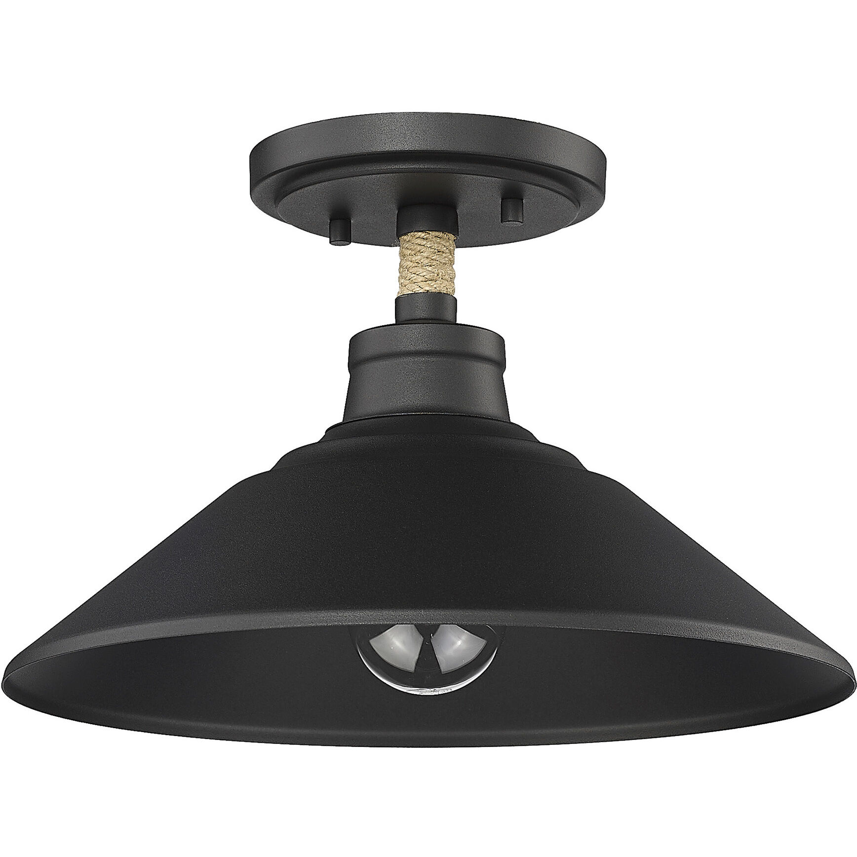 Journey 1 Light 12 inch Natural Black Semi-Flush Mount Ceiling Light