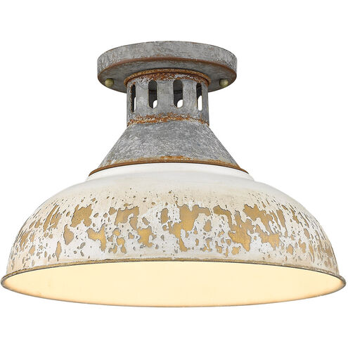 Kinsley 1 Light 14 inch Aged Galvanized Steel Semi-flush Ceiling Light in Antique Ivory