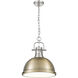 Duncan 1 Light 14 inch Pewter Pendant Ceiling Light in Aged Brass, Large