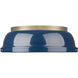 Duncan 2 Light 14 inch Aged Brass Flush Mount Ceiling Light in Matte Navy