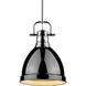 Yep Duncan 1 Light 8.88 inch Chrome Pendant Ceiling Light in Black, Small