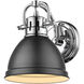 Yep Duncan Vanity Wall Light in Chrome, Matte Black