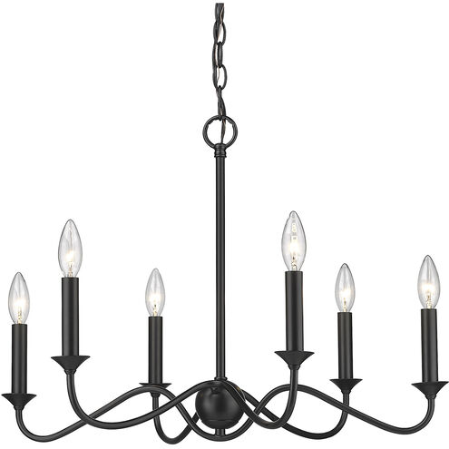 Tierney 6 Light 25 inch Matte Black Chandelier Ceiling Light