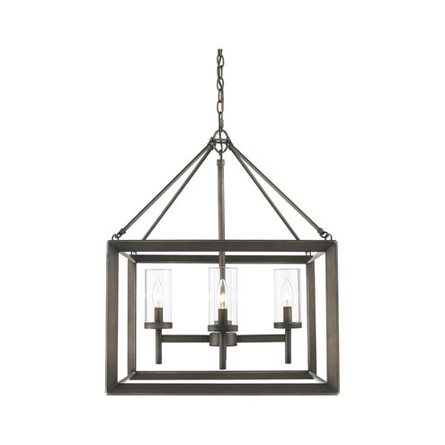 Smyth 4 Light 21 inch Gunmetal Bronze Chandelier Ceiling Light in Clear Glass