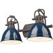 Yep Duncan Vanity Wall Light in Rubbed Bronze, Navy