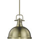 Yep Duncan 1 Light 14 inch Aged Brass Pendant Ceiling Light, Large