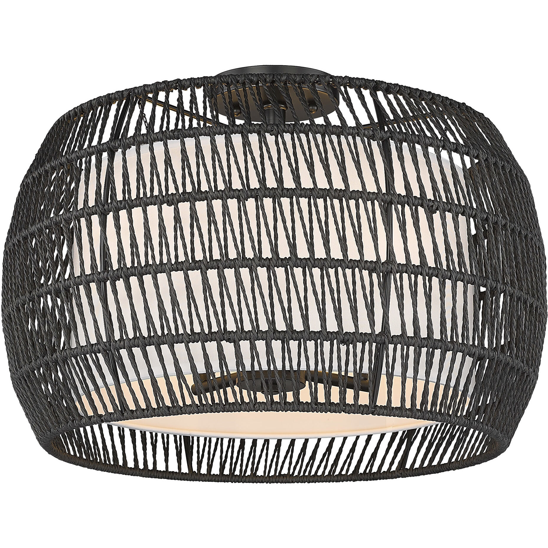 Everly 4 Light 19 inch Matte Black Semi-Flush Mount Ceiling Light in Modern Black Rattan
