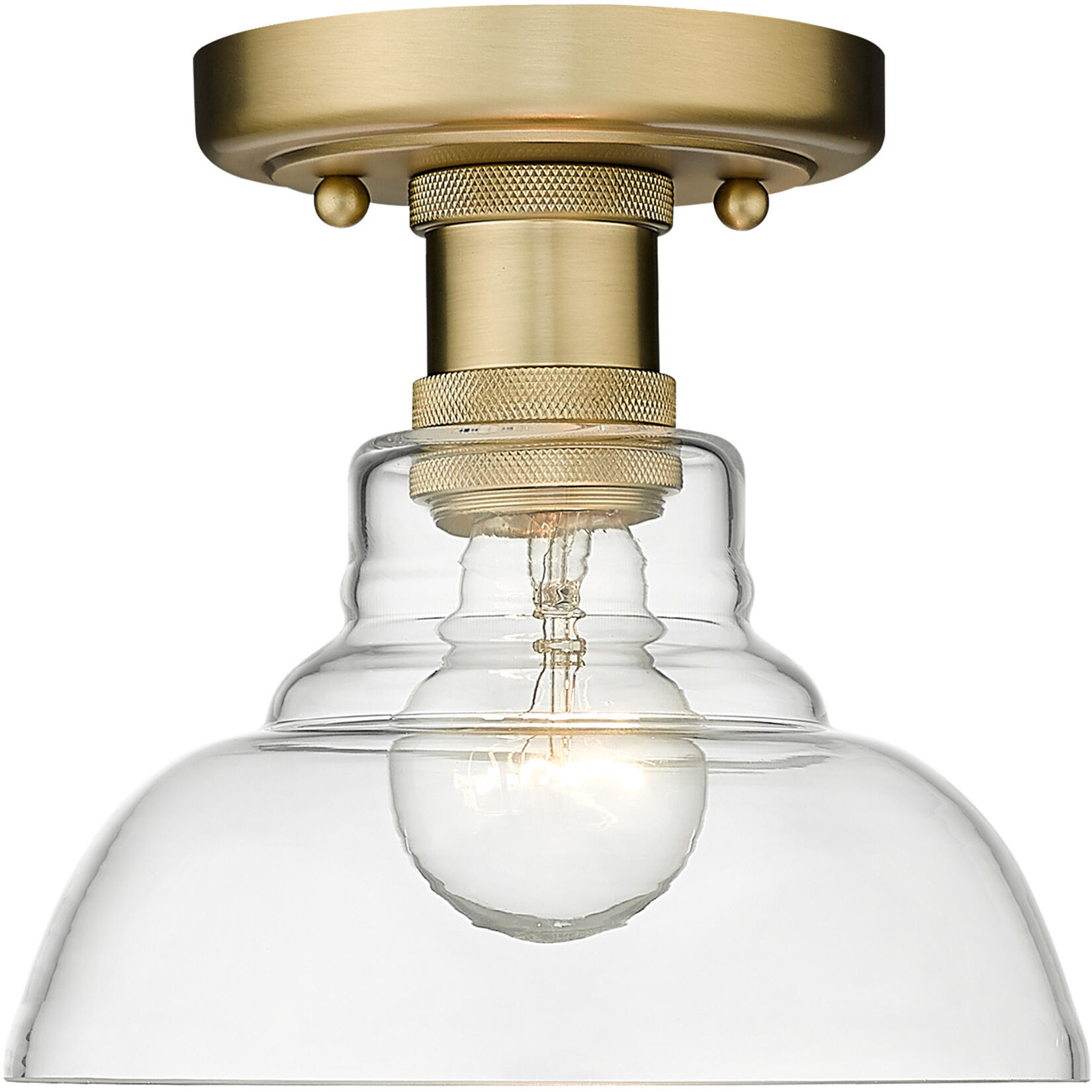 Yep Carver 1 Light 7.5 inch Brushed Champagne Brass Flush Mount Ceiling Light in Clear Glass