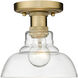 Yep Carver 1 Light 7.5 inch Brushed Champagne Brass Flush Mount Ceiling Light in Clear Glass